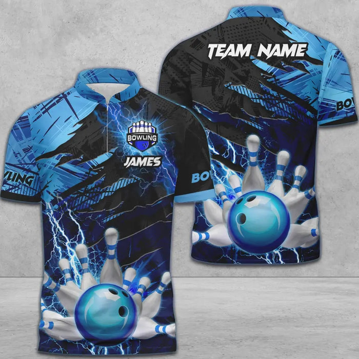 Multicolor Bowling And Pins Thunder Break Multicolor Option Customized Name 3D Shirt