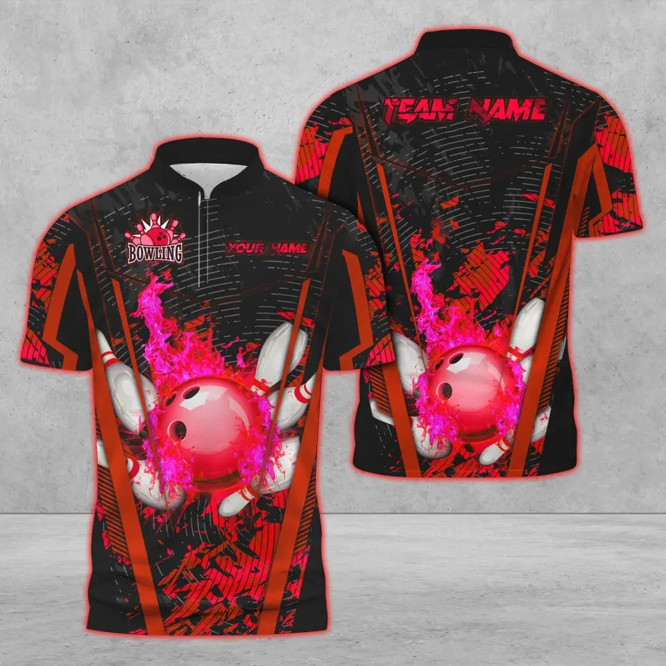 Coolspod Bowling And Pins Abstract Grunge Texture v4 Multicolor Option Customized Name 3D Bowling Jersey Shirt