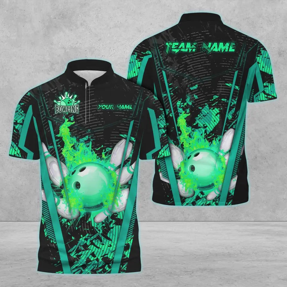 Coolspod Bowling And Pins Abstract Grunge Texture v4 Multicolor Option Customized Name 3D Bowling Jersey Shirt