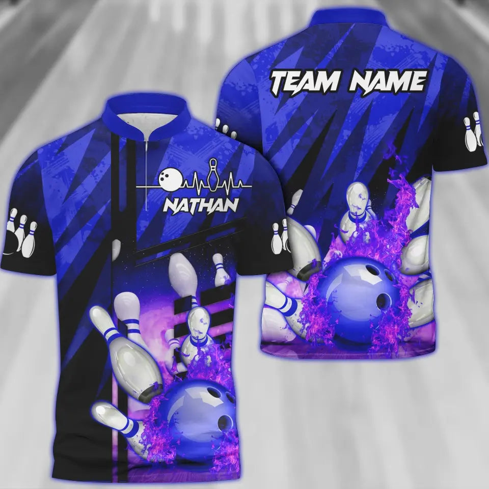 Coolspod Bowling And Pins Abstract Grunge Texture Multicolor Option Customized Name 3D Bowling Jersey Shirt