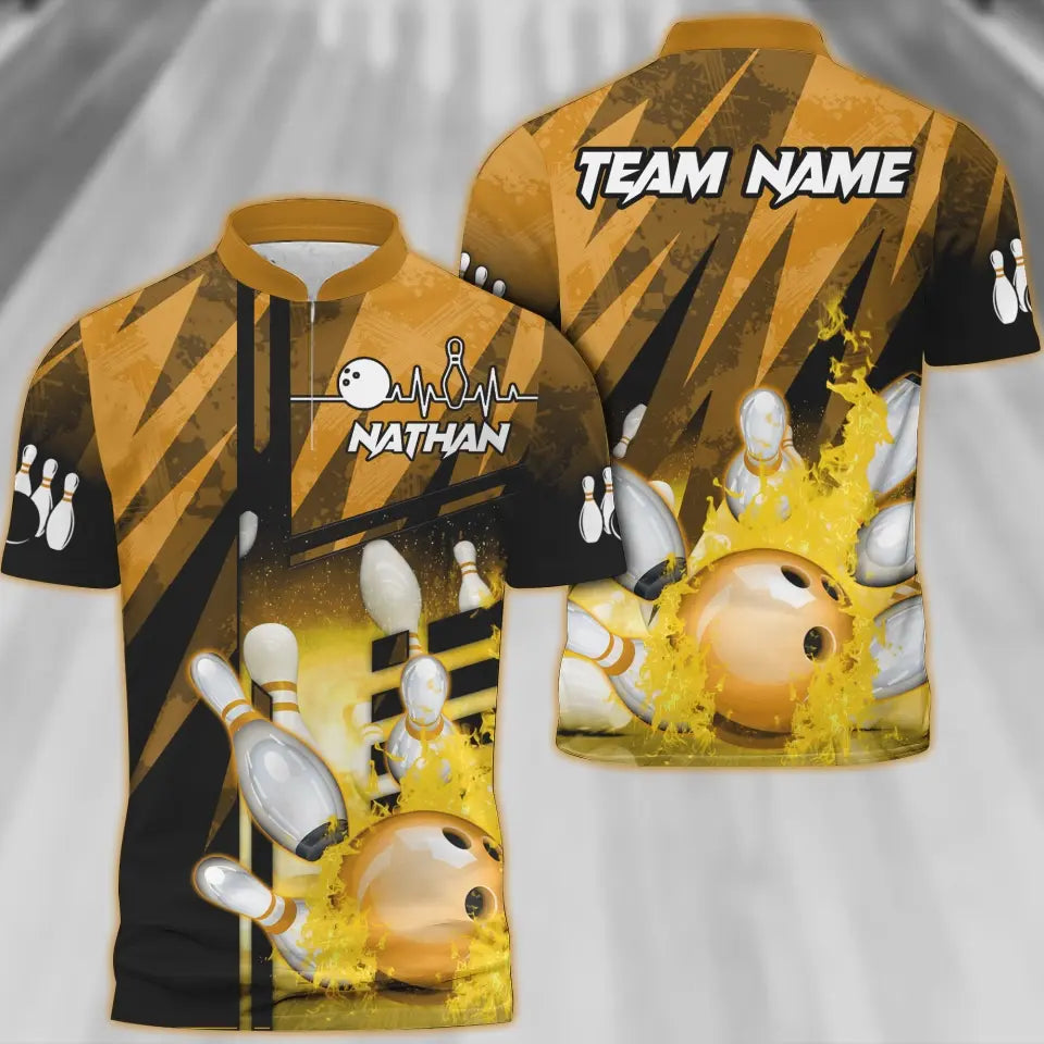 Coolspod Bowling And Pins Abstract Grunge Texture Multicolor Option Customized Name 3D Bowling Jersey Shirt