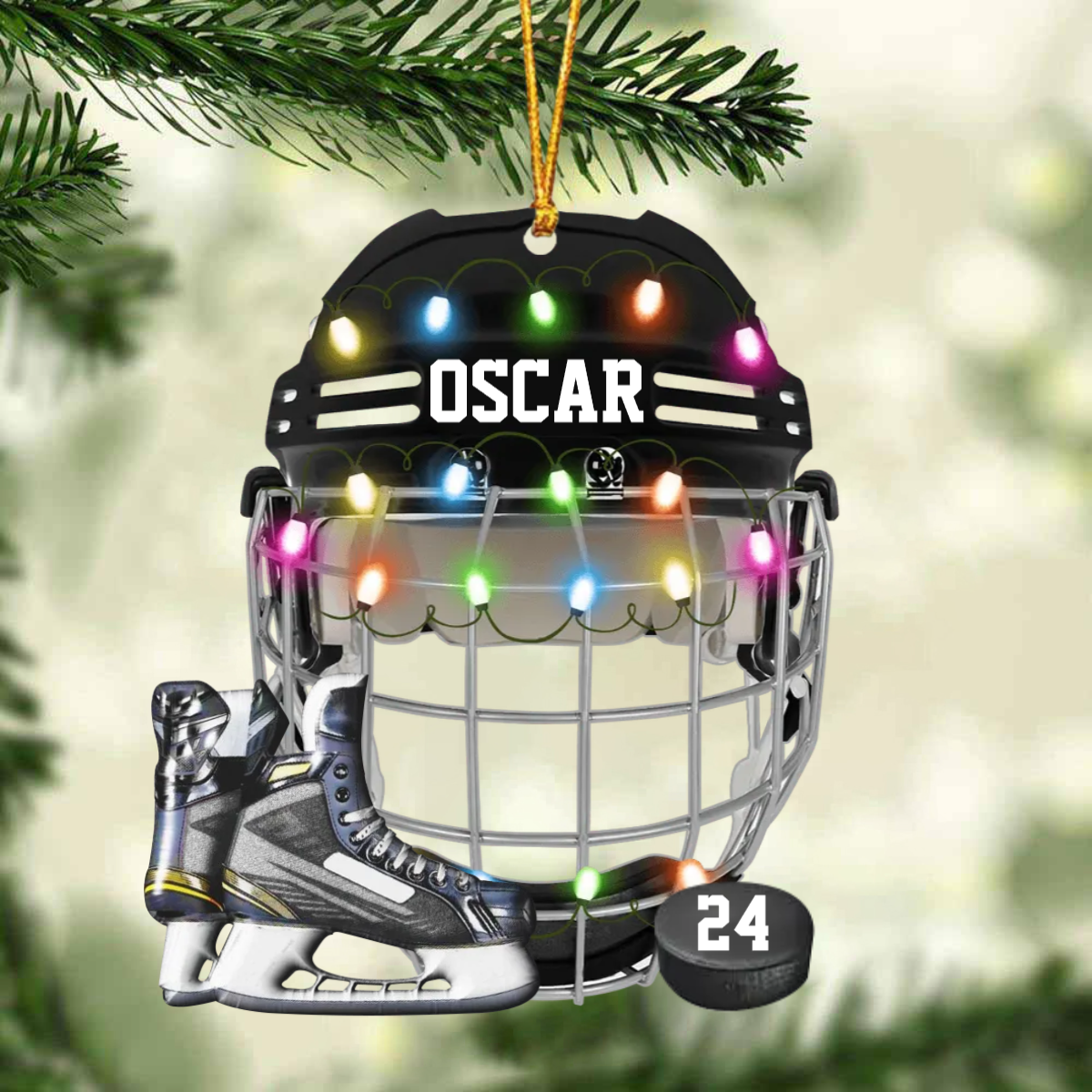 Personalized Ice Hockey Helmet Custom Name Ornament Shaped Ornament