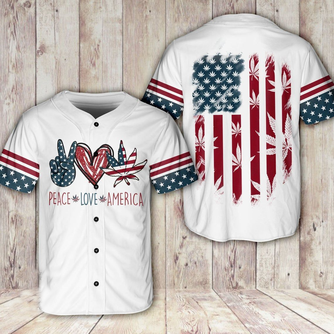 Peace Love America Flag Independence Day 4th July Baseball Jersey
