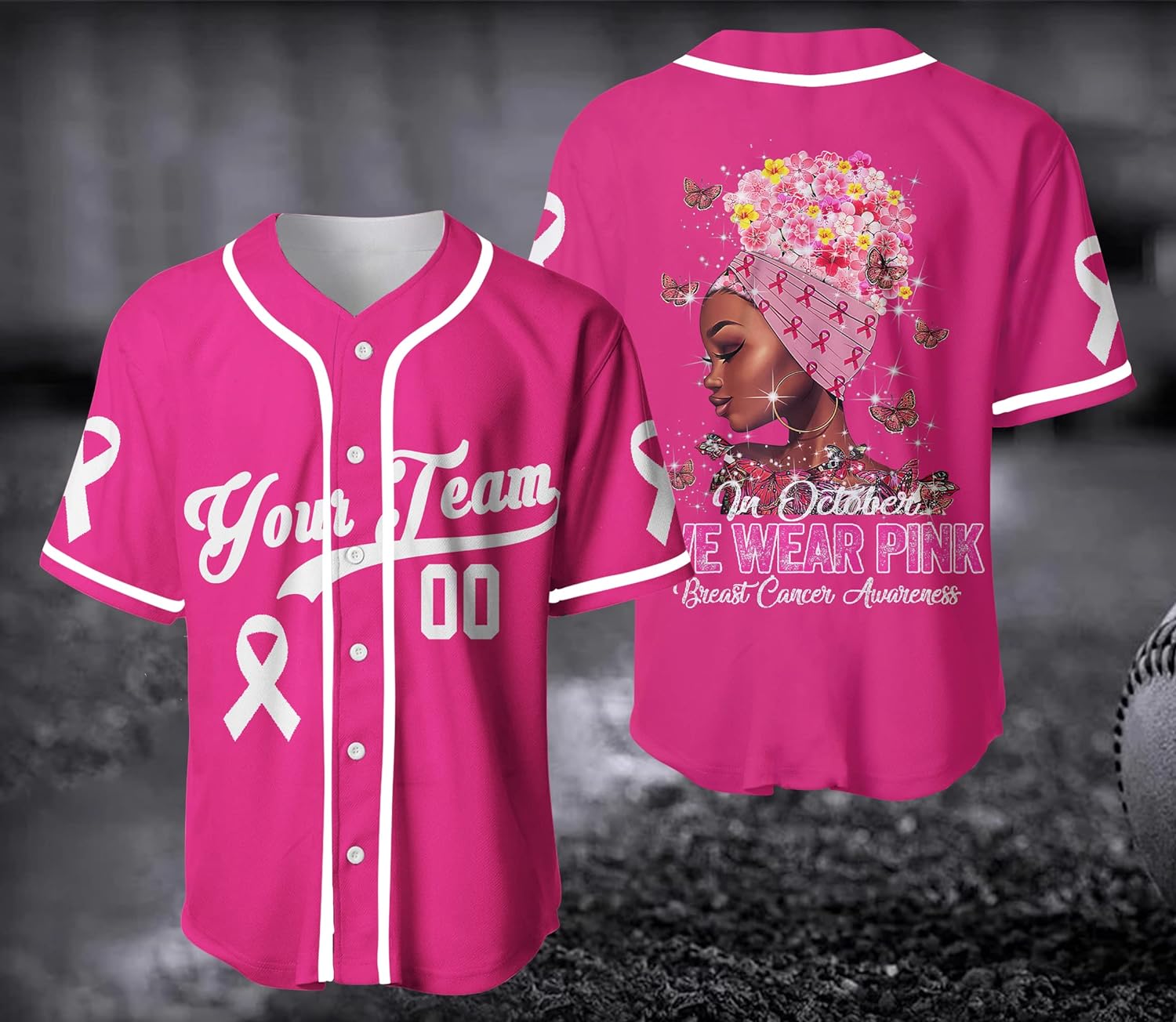Personalized Name and Number Jersey Shirt for Breast Cancer Month/ Black Girl Breast Cancer Shirt