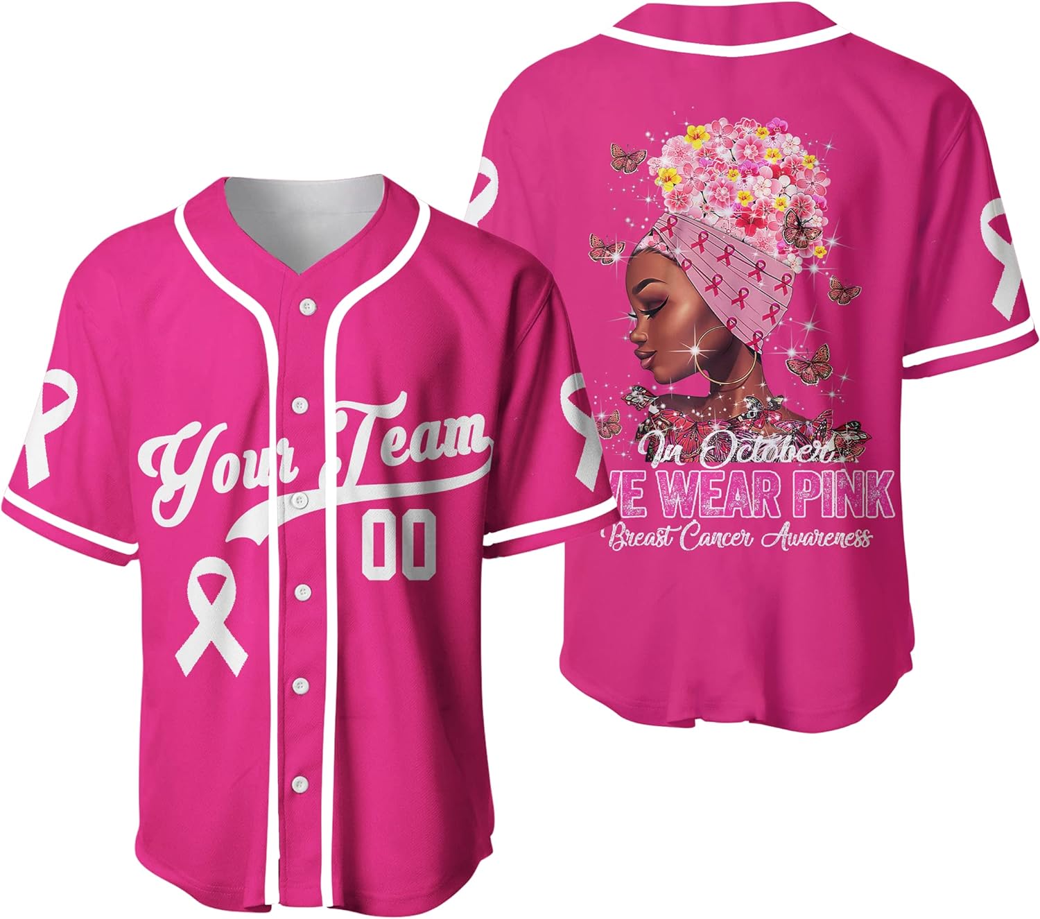 Personalized Name and Number Jersey Shirt for Breast Cancer Month/ Black Girl Breast Cancer Shirt