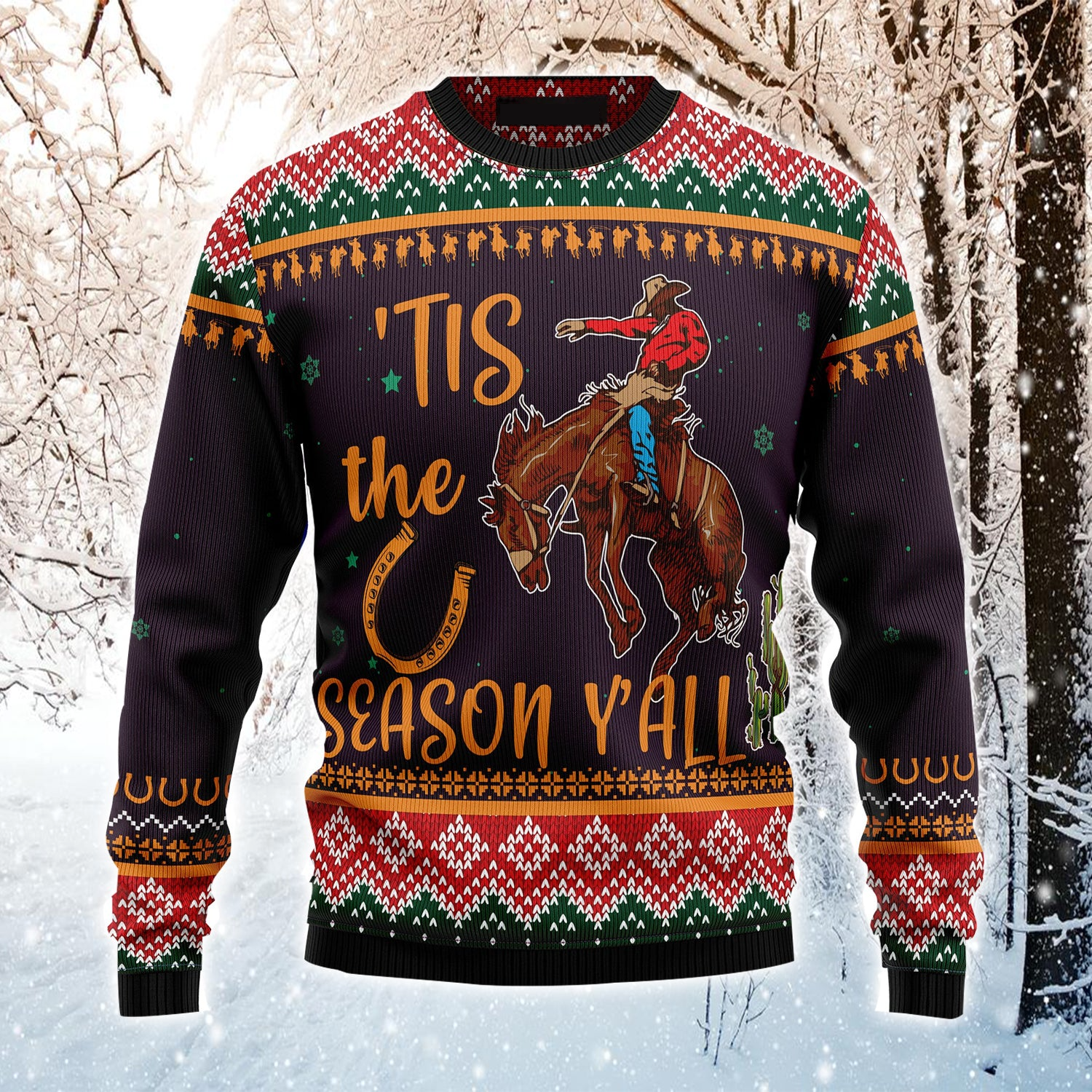 Cowboy Ugly Christmas Sweater/ Cowboy Season Christmas Pattern Ugly Sweater For Men & Women - Best Gift For Christmas/ Friends/ Cowboy