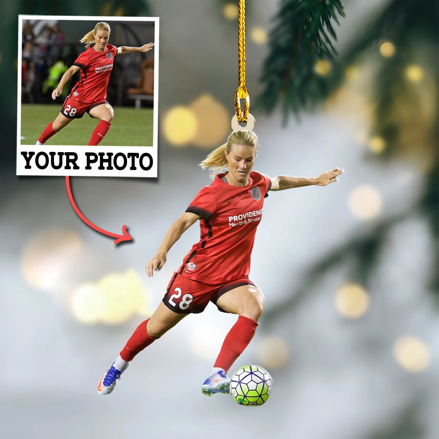 Custom Photo Ornament Gift For Soccer Player - Personalized Upload Photo Soccer Team Ornament Gift For Soccer Lovers