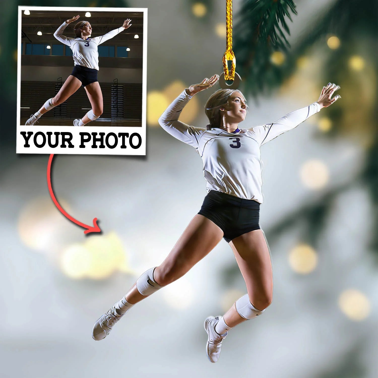 Custom Photo Ornament Gift For Volleyball Player - Upload Photo Volleyball Team Ornament Gift For Volleyball Lovers