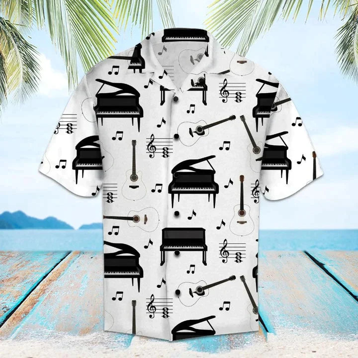 Amazing Piano Musical Instrument Pattern Hawaiian Shirt/ Idea Gift for Guitar Lover