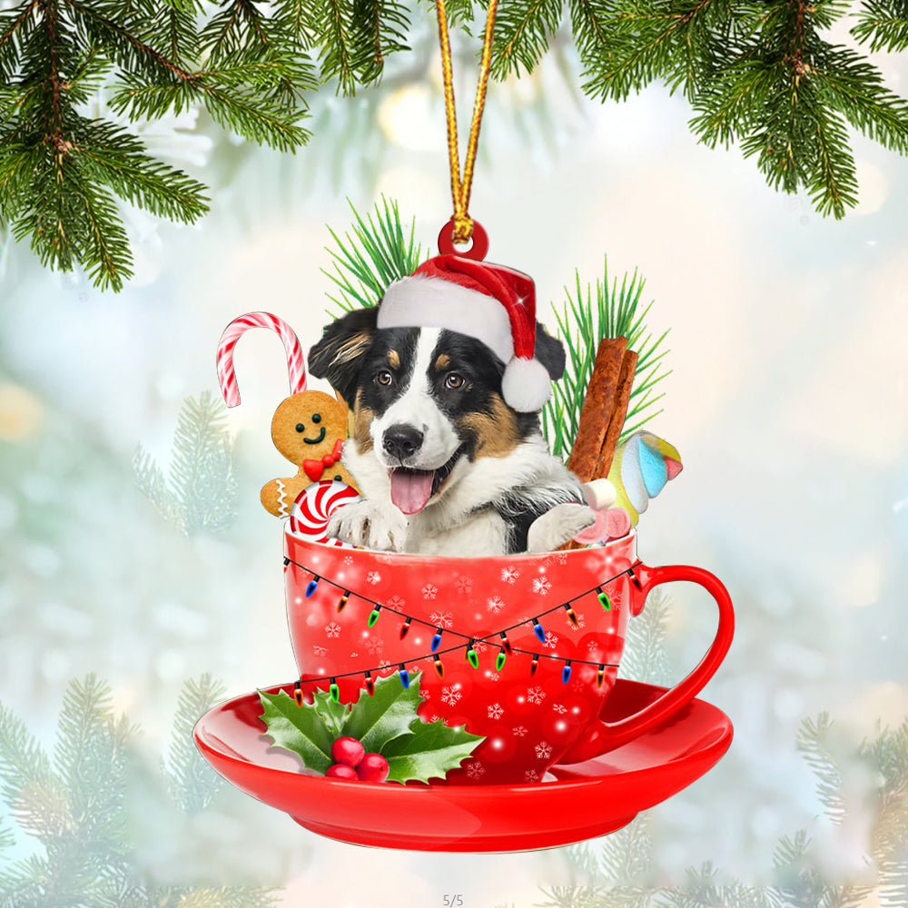 Australian Shepherd 2 In Cup Merry Christmas Ornament Flat Acrylic Dog Ornament