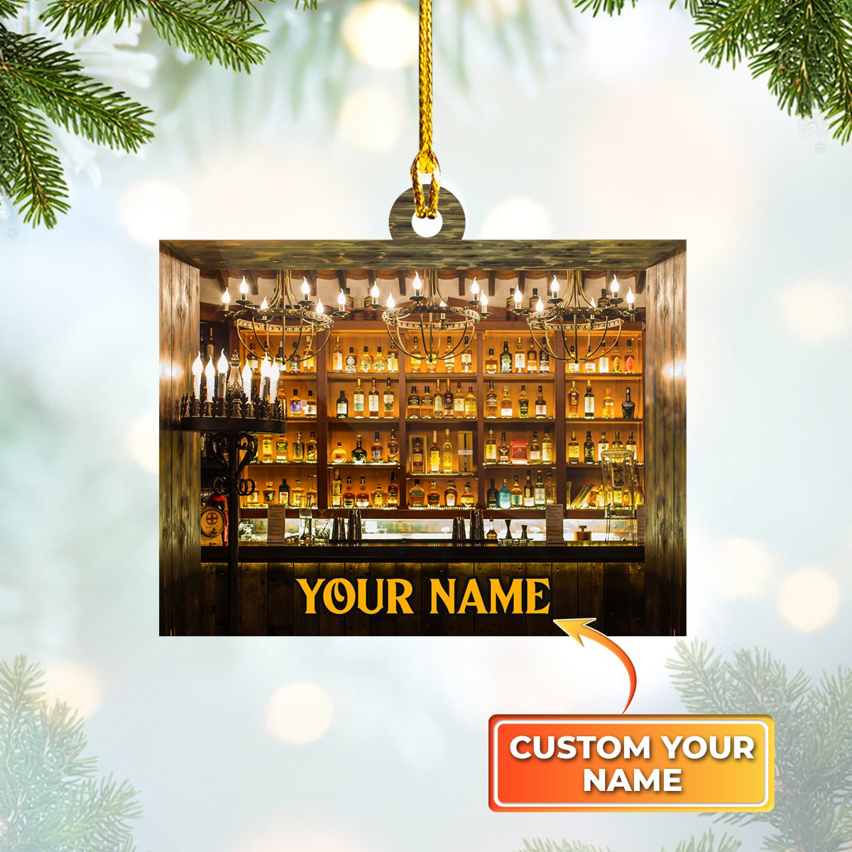 Bartender Wine Custom Shaped Ornament/ Personalized Name Bartender Acrylic Christmas Ornament