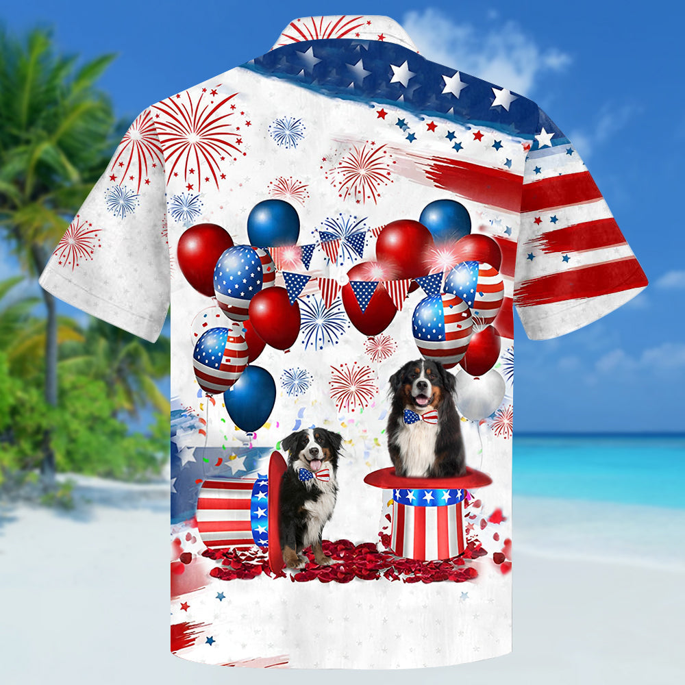 Bernese Mountain Dog Independence Day Hawaiian Shirt/ Dog Hawaii Beach Shirt Short Sleeve For 4Th Of July