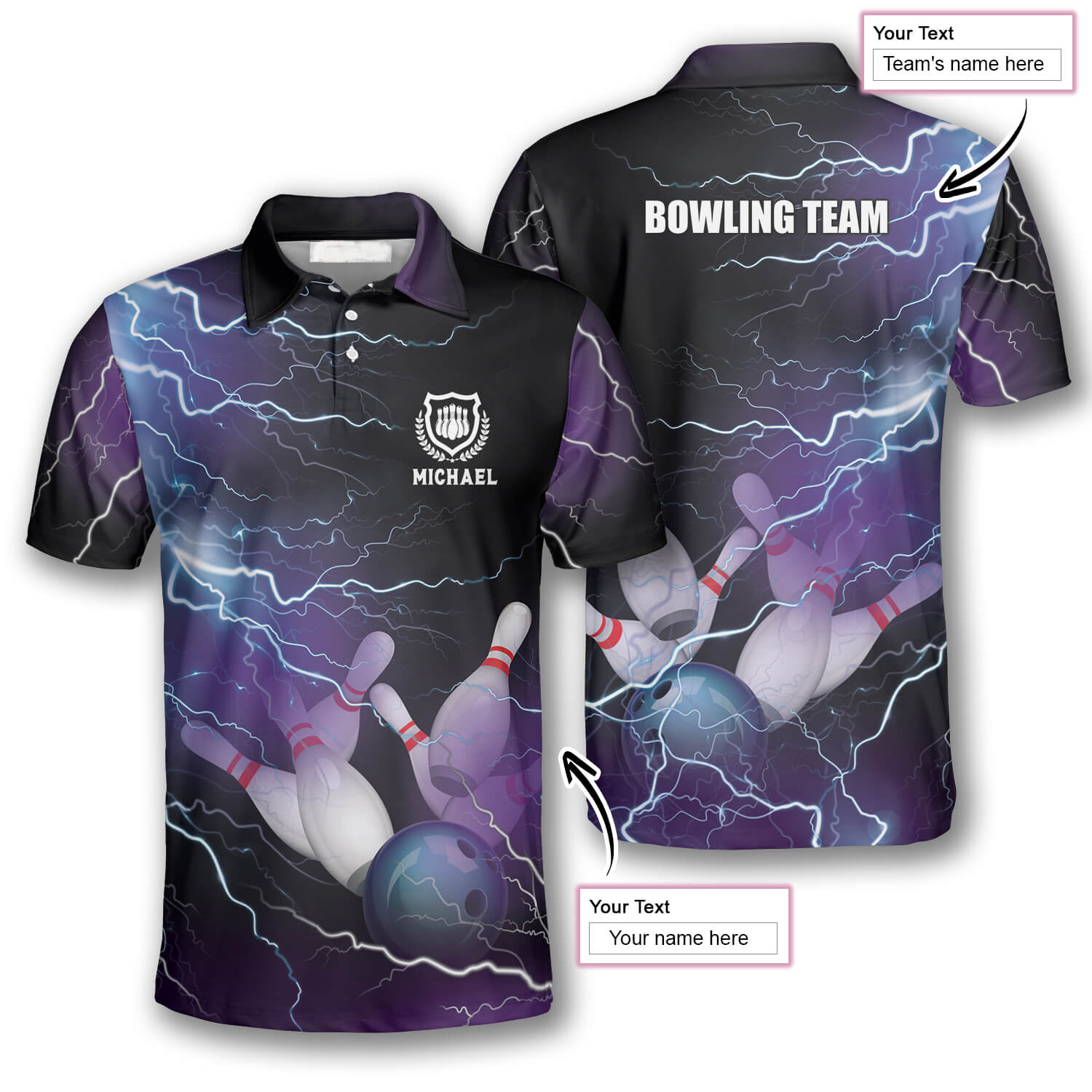 Strike Thunder Lightning Custom Bowling Shirts for Men