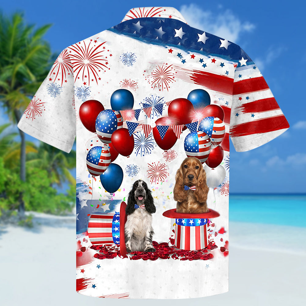 Cocker Spaniel Independence Day Hawaiian Shirt/ Dog Hawaii Beach Shirt Short Sleeve For 4Th Of July