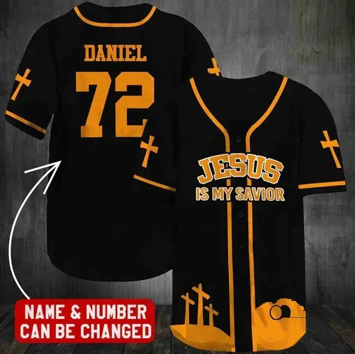 Personalized Cross Baseball Jersey - Jesus Is My Savior Custom Baseball Jersey Shirt For Men Women