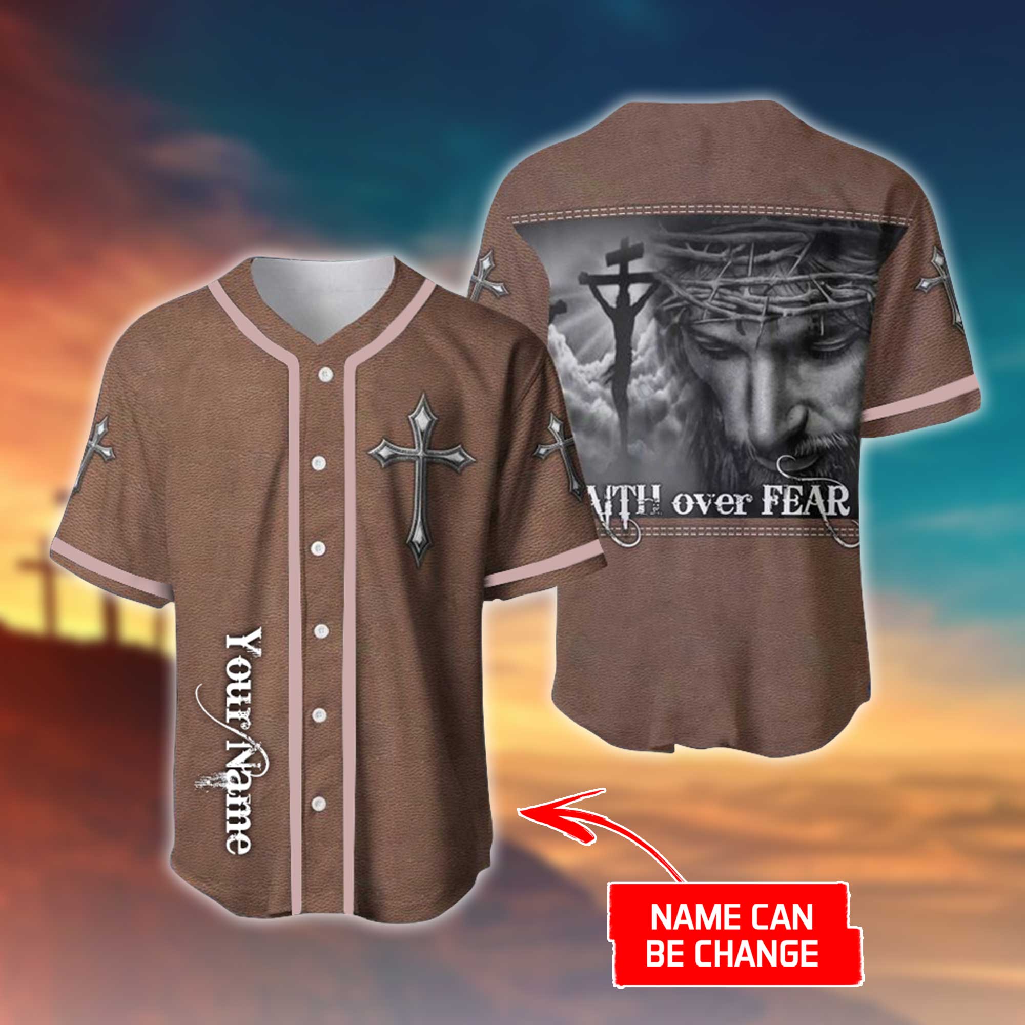 Cross/ Christ Baseball Jersey - Faith Over Fear Custom Baseball Jersey Shirt For Men Women