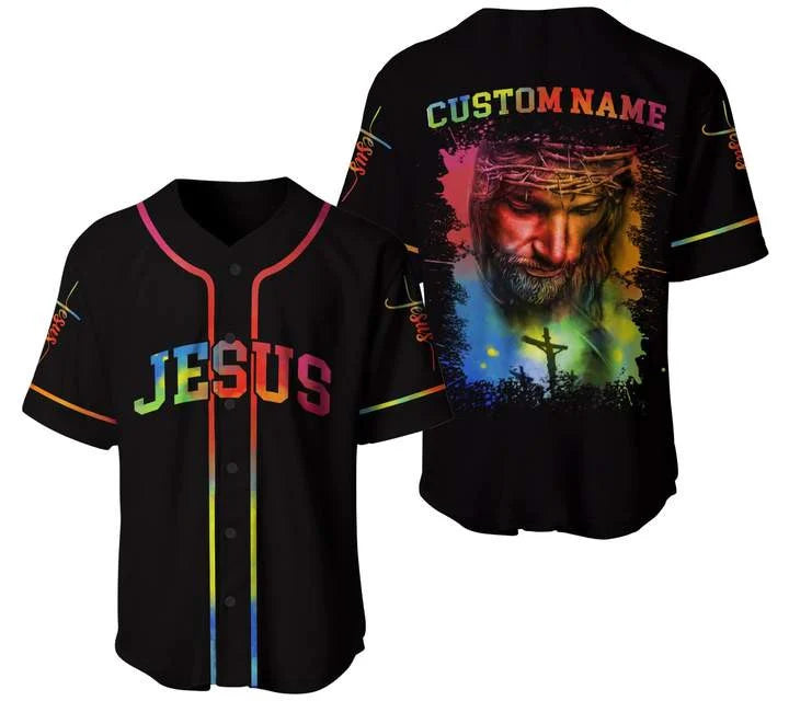 Cross/ God Baseball Jersey - Colorful Custom Printed 3D Baseball Jersey Shirt For Men Women