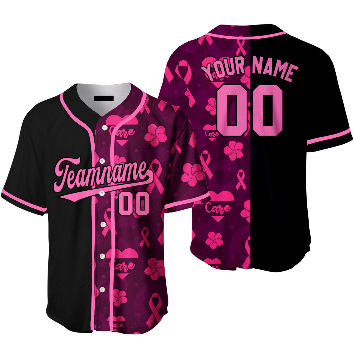 Custom Breast Cancer Pink White Baseball Jerseys For Men & Women