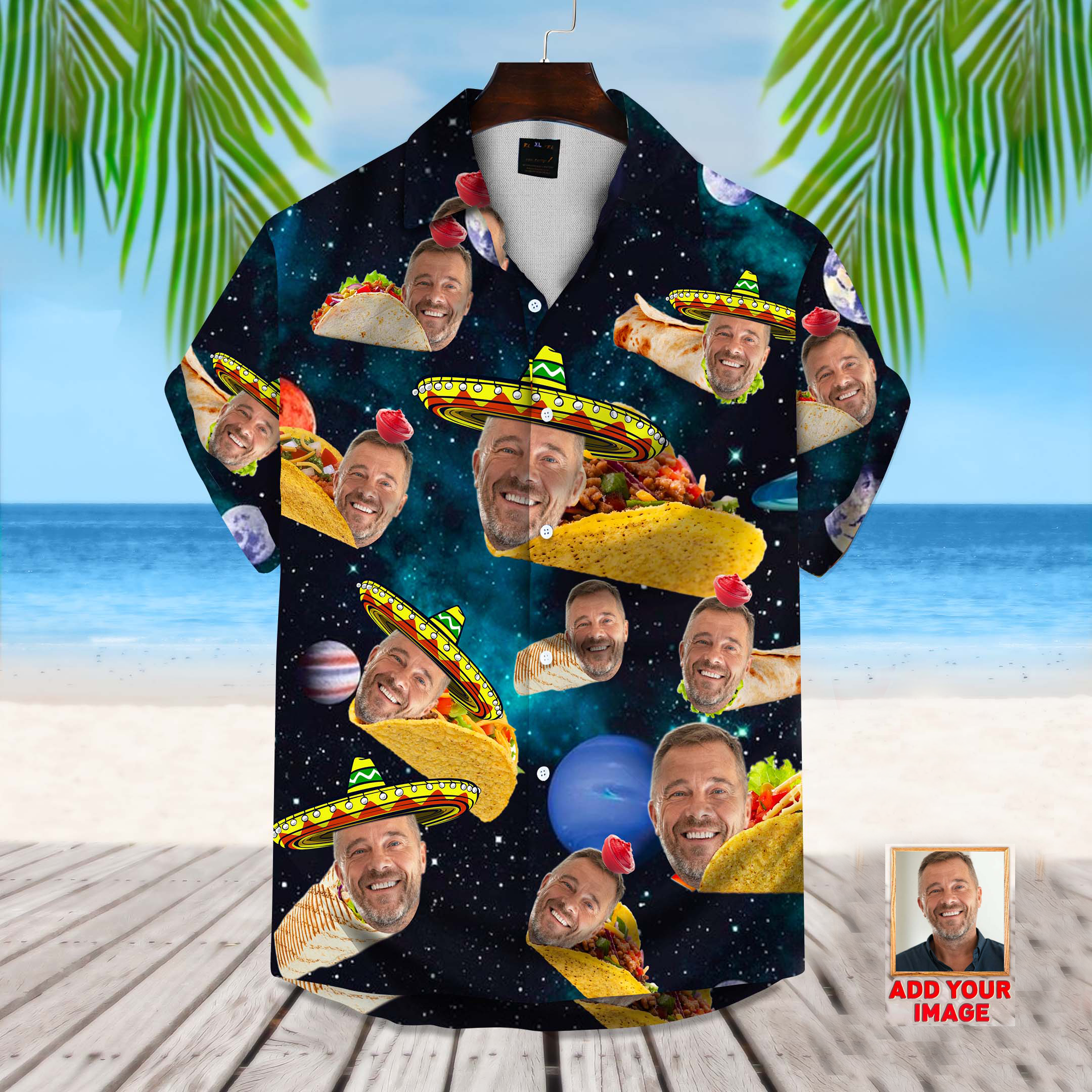 Custom Faces Hawaiian Shirt With Tacos/ Personalized Hawaiian Shirt for Men/ Custom Photo Hawaiian Shirt