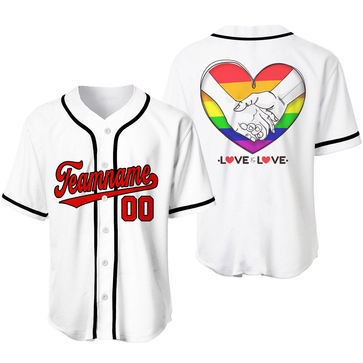 Custom Pride LGBT Love Is Love Purple Black Baseball Jerseys For Men & Women
