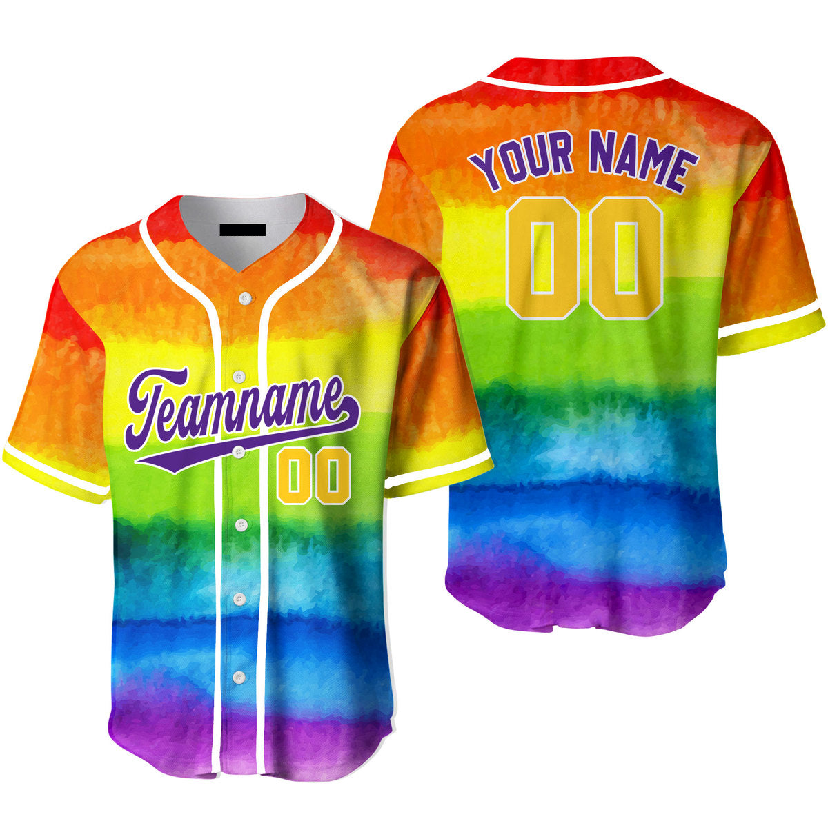 Custom Rainbow Pride LGBT Light Blue White Baseball Jerseys For Men & Women