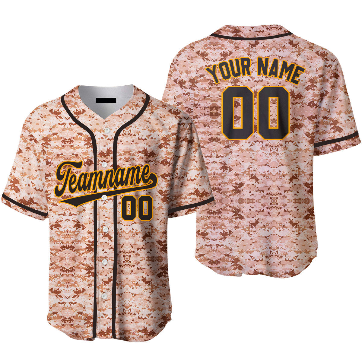 Custom US Navy Camo Style Black Orange Gold Baseball Jerseys For Men & Women