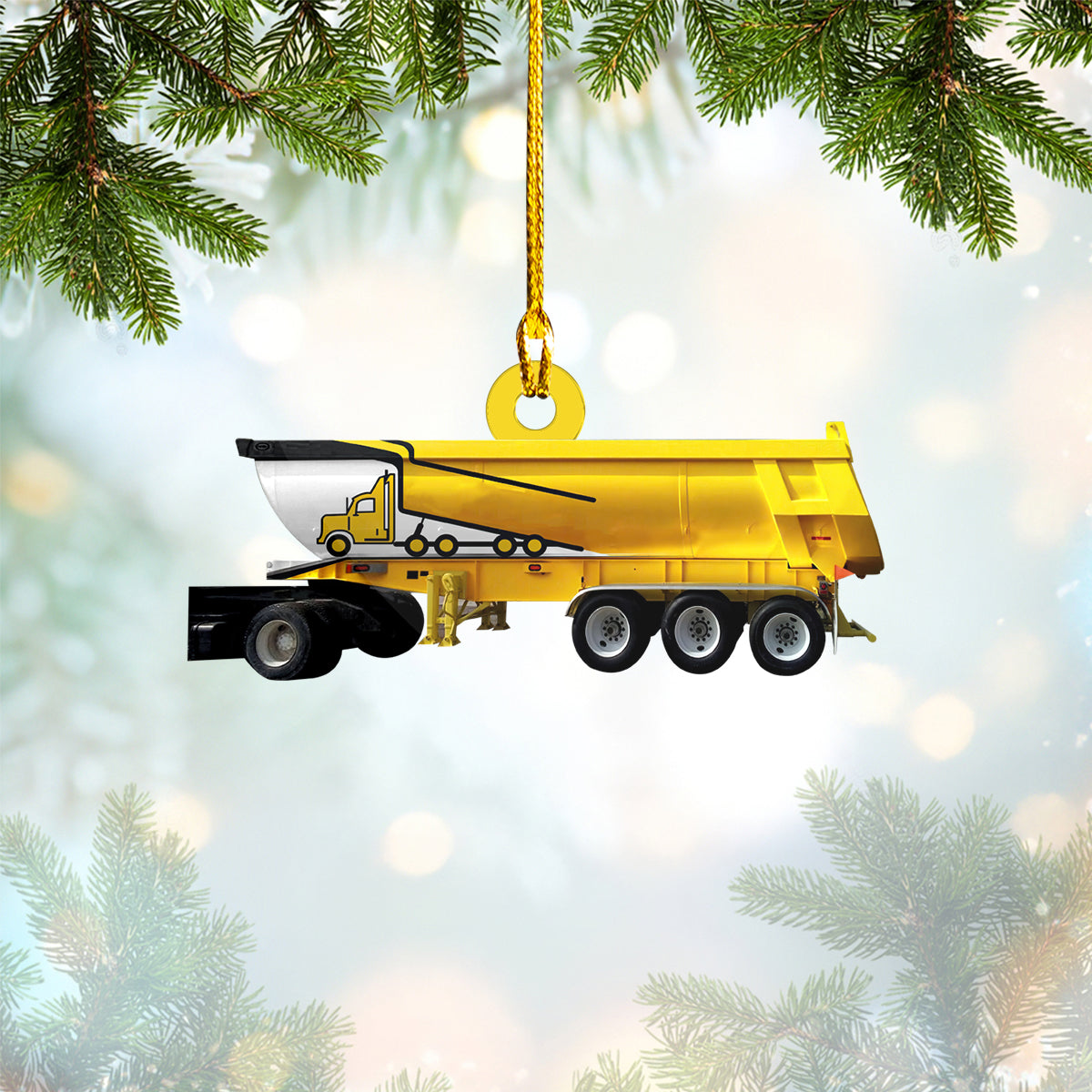 Yellow Truck Custom Shaped Acrylic Ornament/ Christmas Gift for Truck Drivers