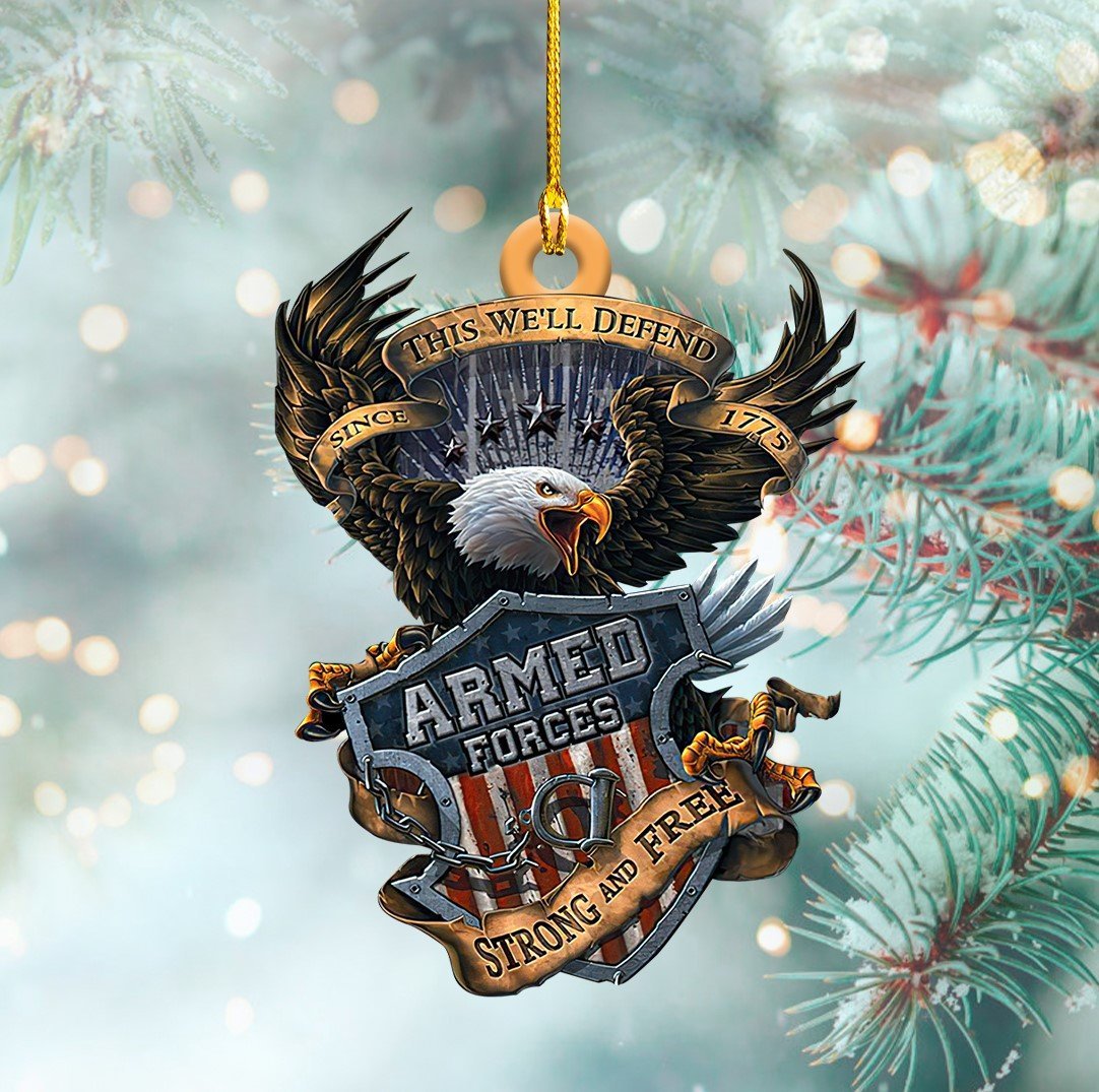 United States Armed Forces Shaped Christmas Ornament/ Strong and Free Veteran Ornament
