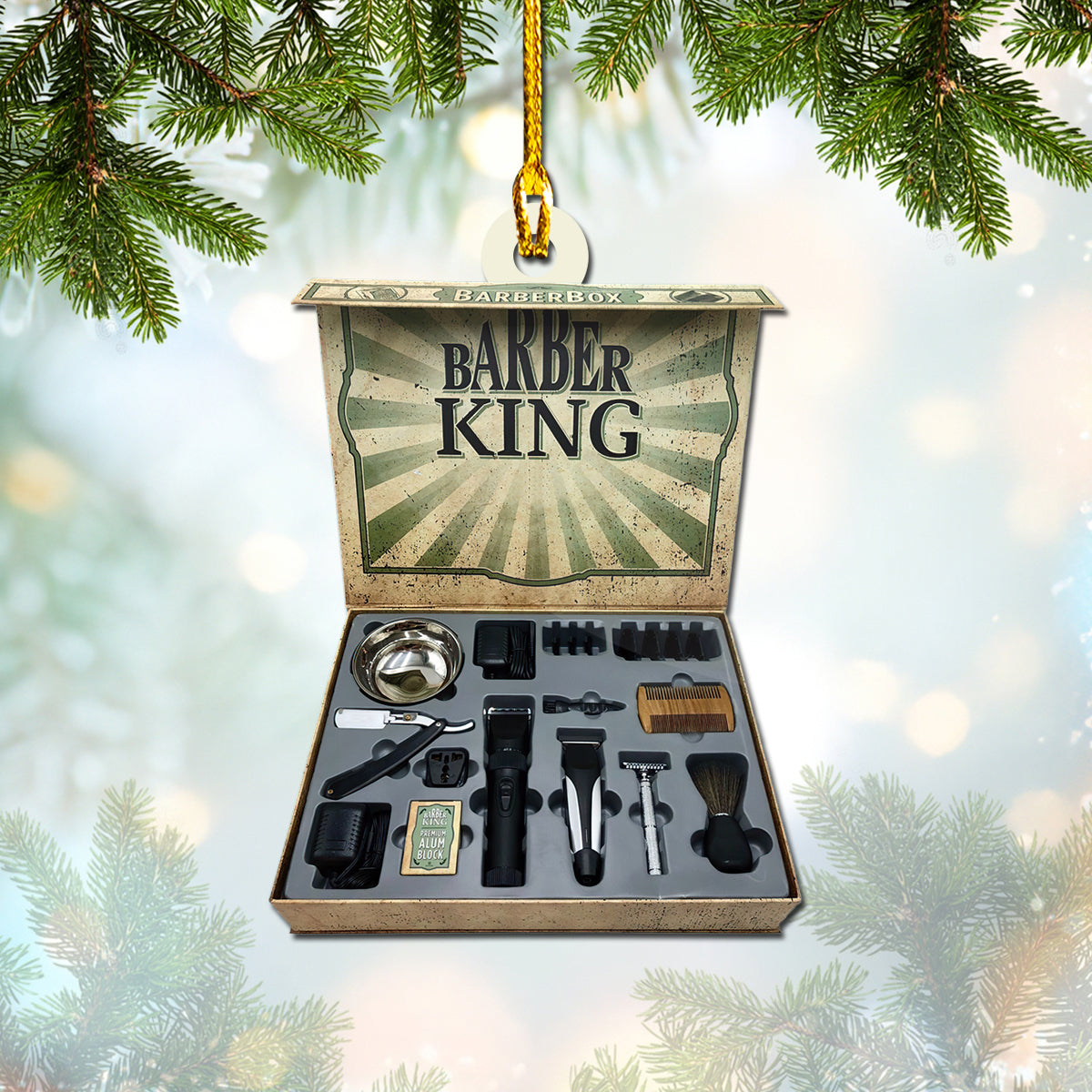 Personalized King Barber Tool Christmas Acrylic Ornament/ Gift for Barber