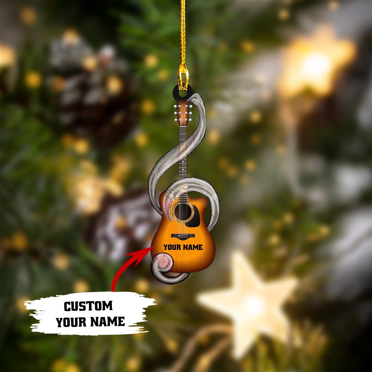 Personalized Name Guitar Acrylic Ornament/ Best Christmas Gift for Musician Lover