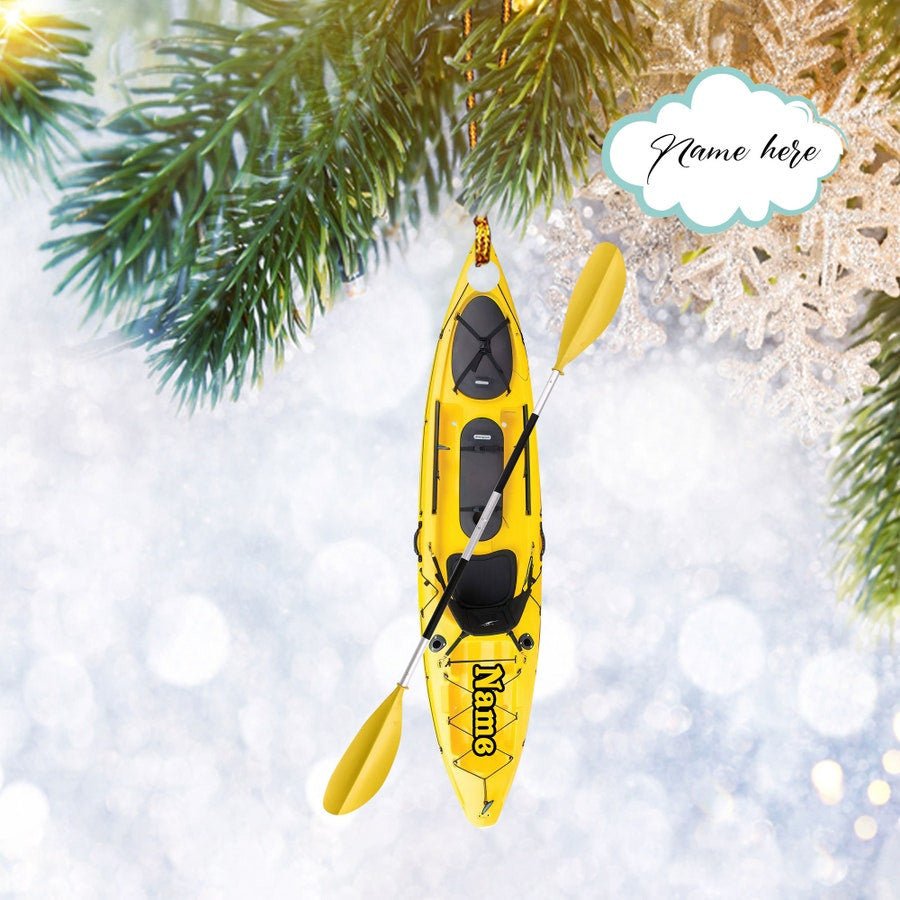 Custom Kayak With String Lights Flat 2d Ornament/ Kayak Lover Gift/ Christmas Tree Ornament/ Home Decor Plastic Ornament