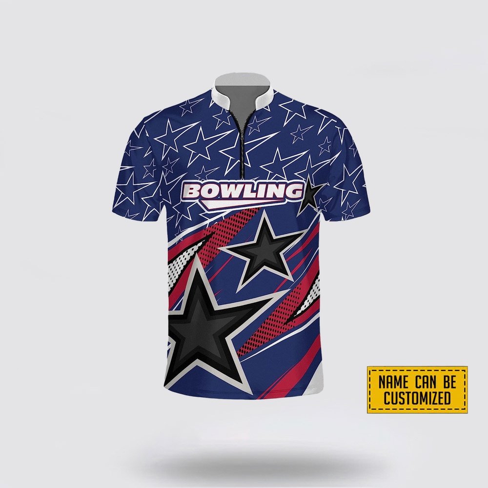 Custom Name Blowling Black Star Sport Bowling Jersey Shirt – Gift For Bowling Lover