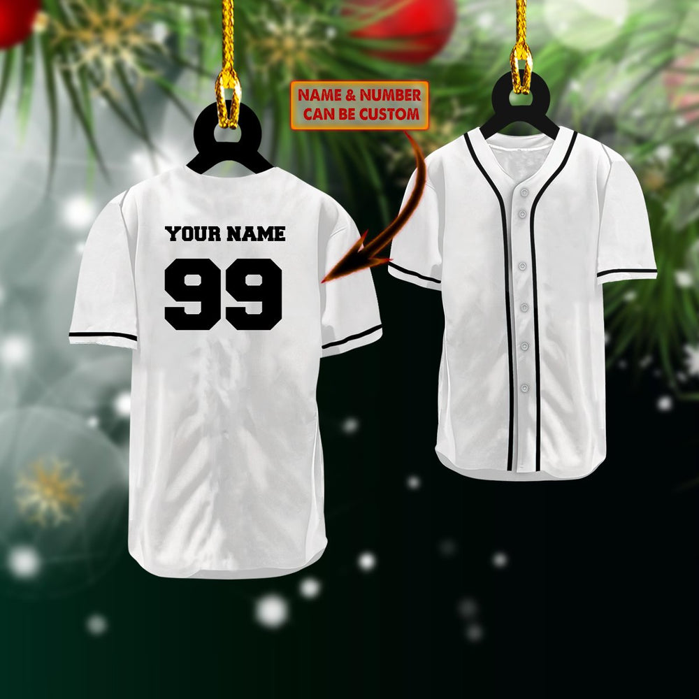 Custom Name White Baseball Shirt Christmas Ornament/ Flat Baseball Shirt Ornament
