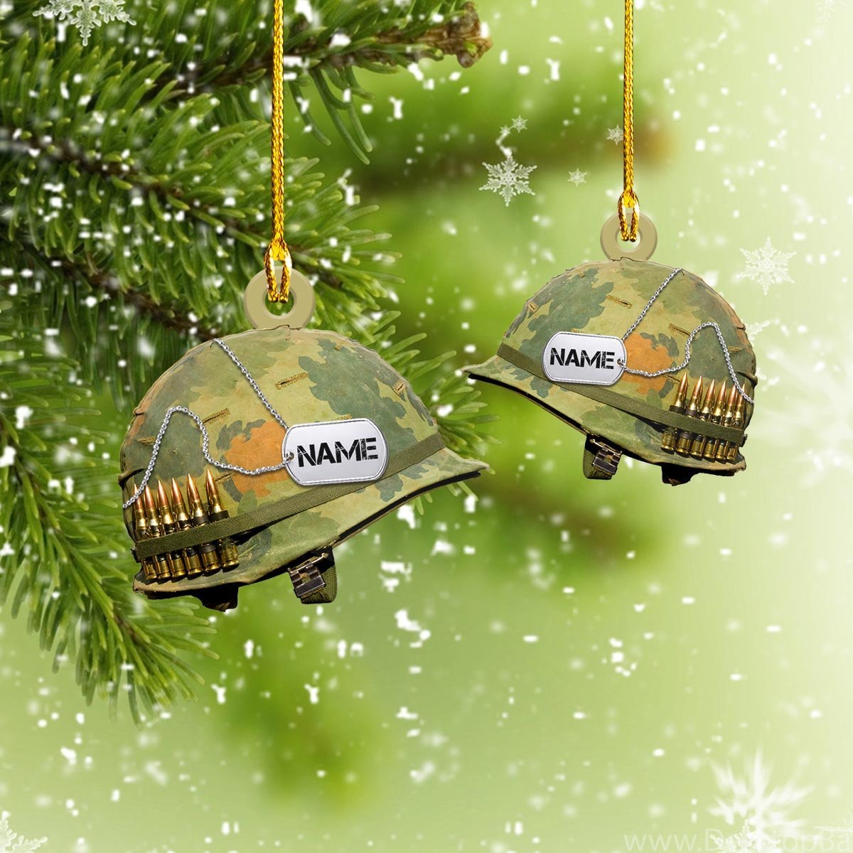 Personalized Army Helmet Custom Shaped Christmas Ornament/ Helmet Ornament/ Army Ornament