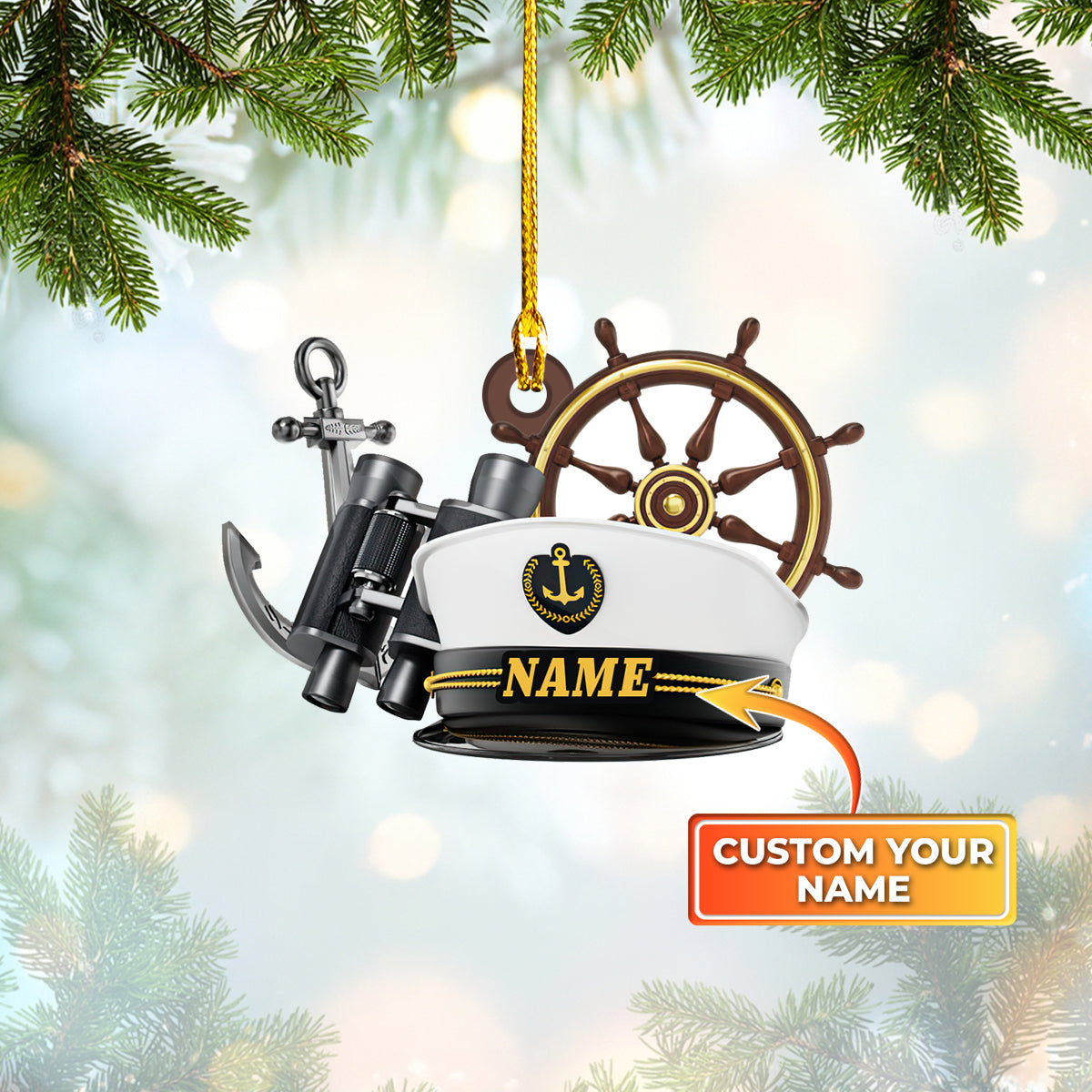 Personalized Name Sailor Captain Custom Shaped Ornament/ Gift for Sailor Captain