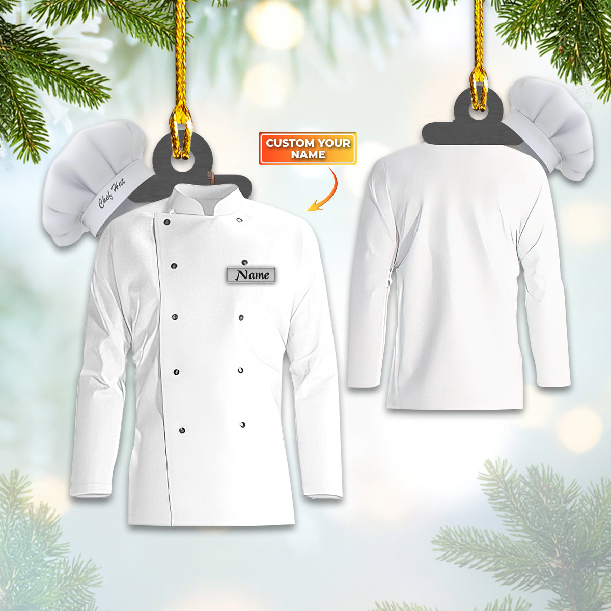 Custom Shaped Chef Uniform Ornament/ Personalized Name Uniform for Master Chef Ornament