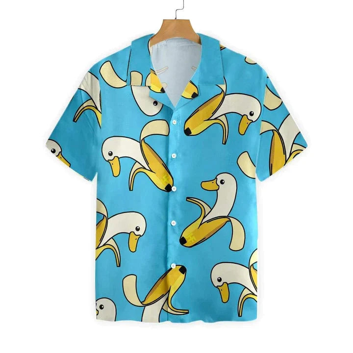 3D All Over Print Cute Banana Duck Background Design Hawaiian Shirt