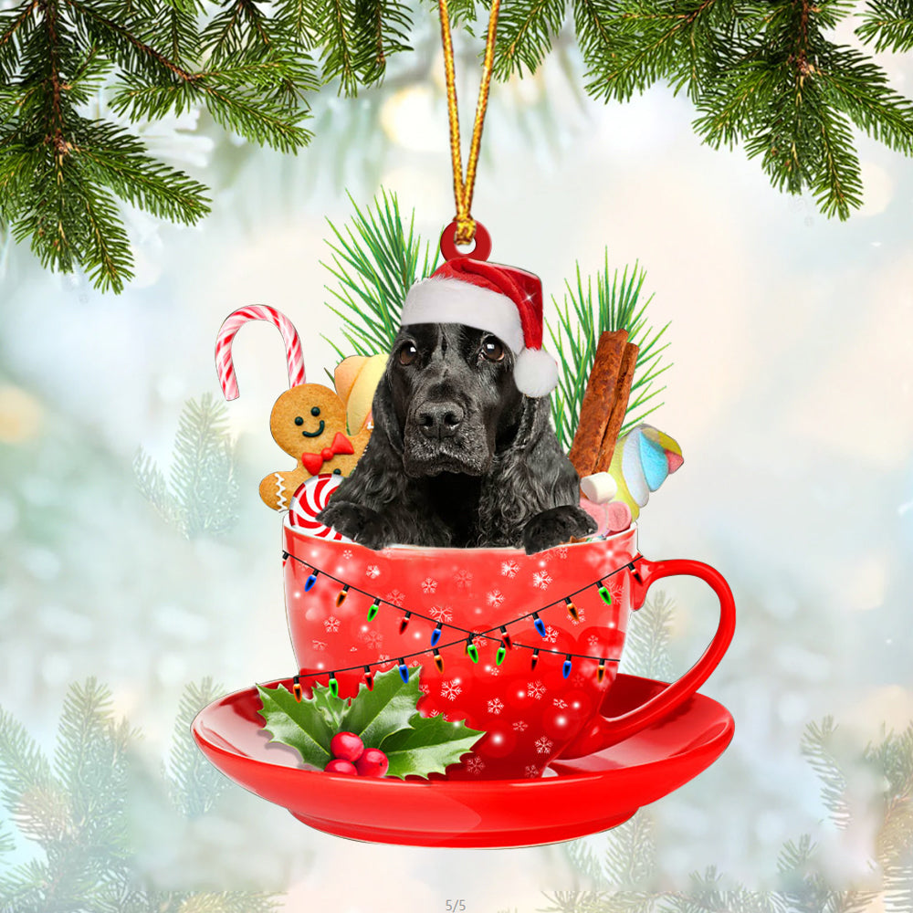 English Cocker Spaniel In Cup Merry Christmas Ornament Flat Acrylic Dog Ornament