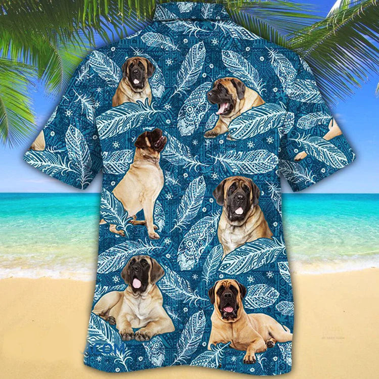 English Mastiff Dog Lovers Blue Feather Hawaii/ English Mastiff aloha Hawaiian Shirt