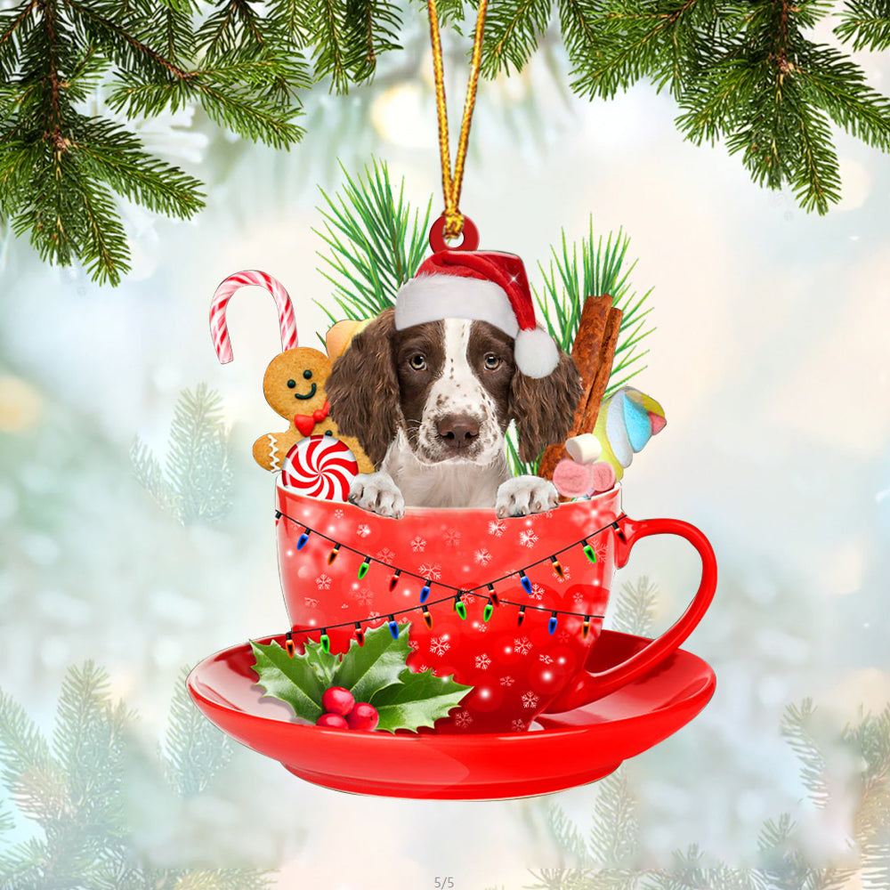 English Springer Spaniel 2 In Cup Merry Christmas Ornament Flat Acrylic Dog Ornament