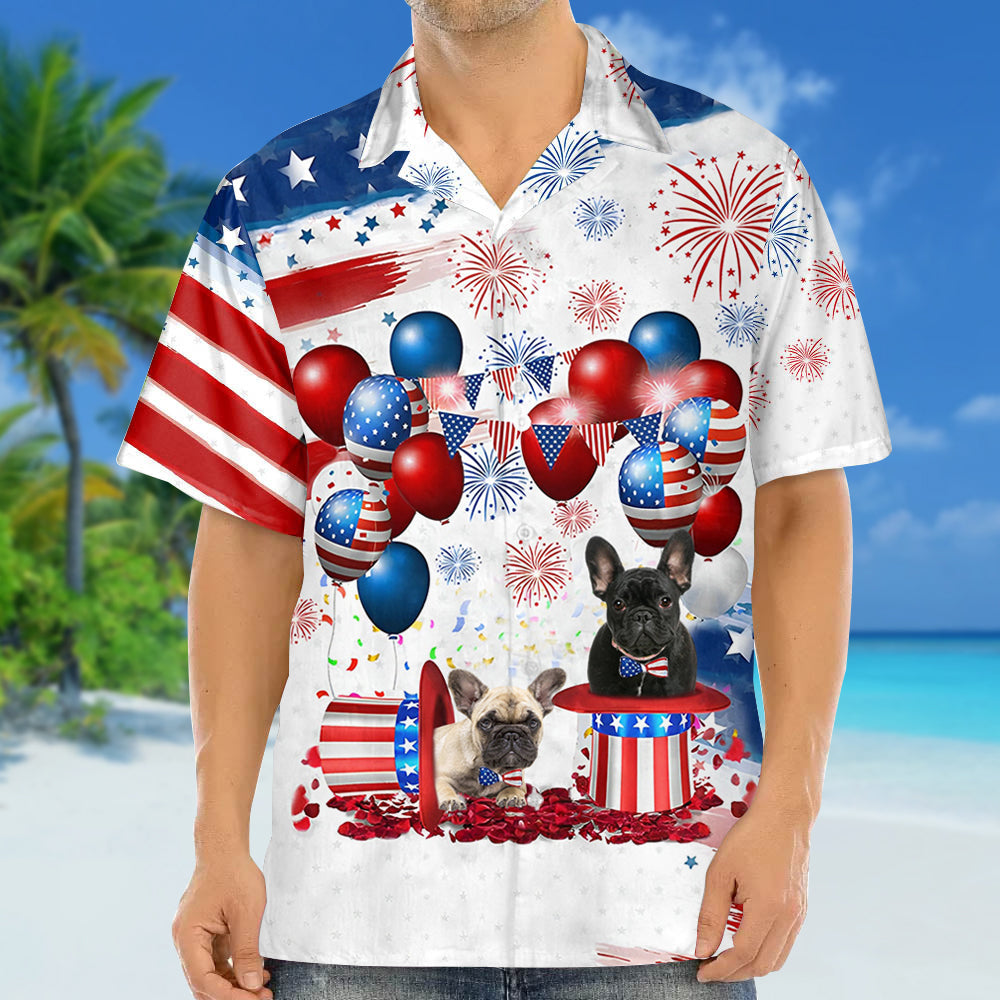 French bulldog Independence Day Hawaiian Shirt/ Dog Hawaii Beach Shirt Short Sleeve For 4Th Of July
