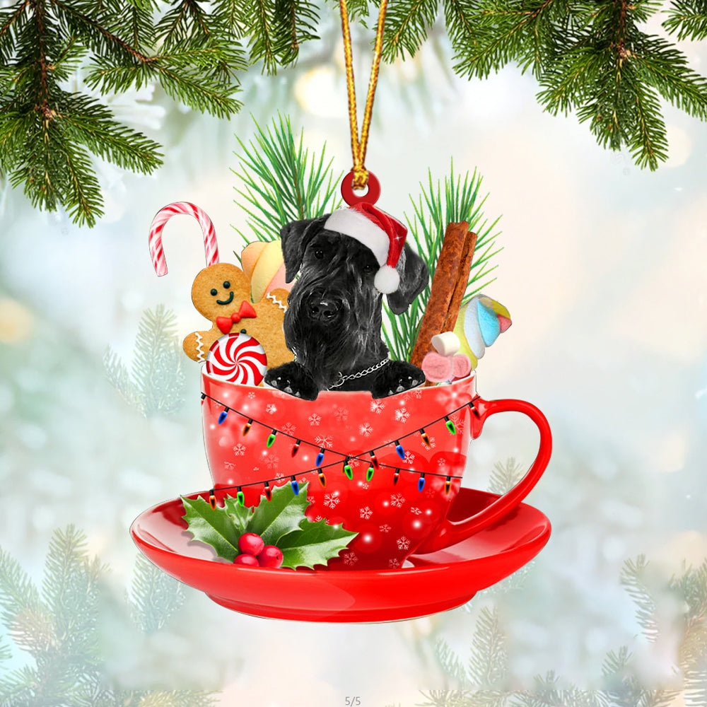 Giant Schnauzer In Cup Merry Christmas Ornament Flat Acrylic Dog Ornament