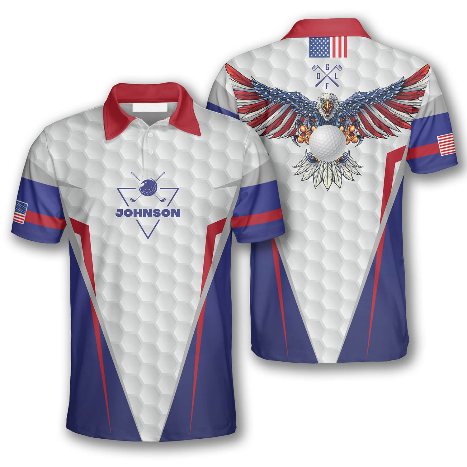 Patriotic American Flag Eagle Sports Style Custom Golf Polo Shirts for Men