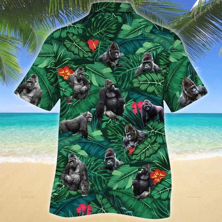 Gorilla Lovers Gift Hawaiian Shirt/ Gorilla aloha shirt/ Summer Short Sleeve Hawaiian Aloha Shirt for men/ Women