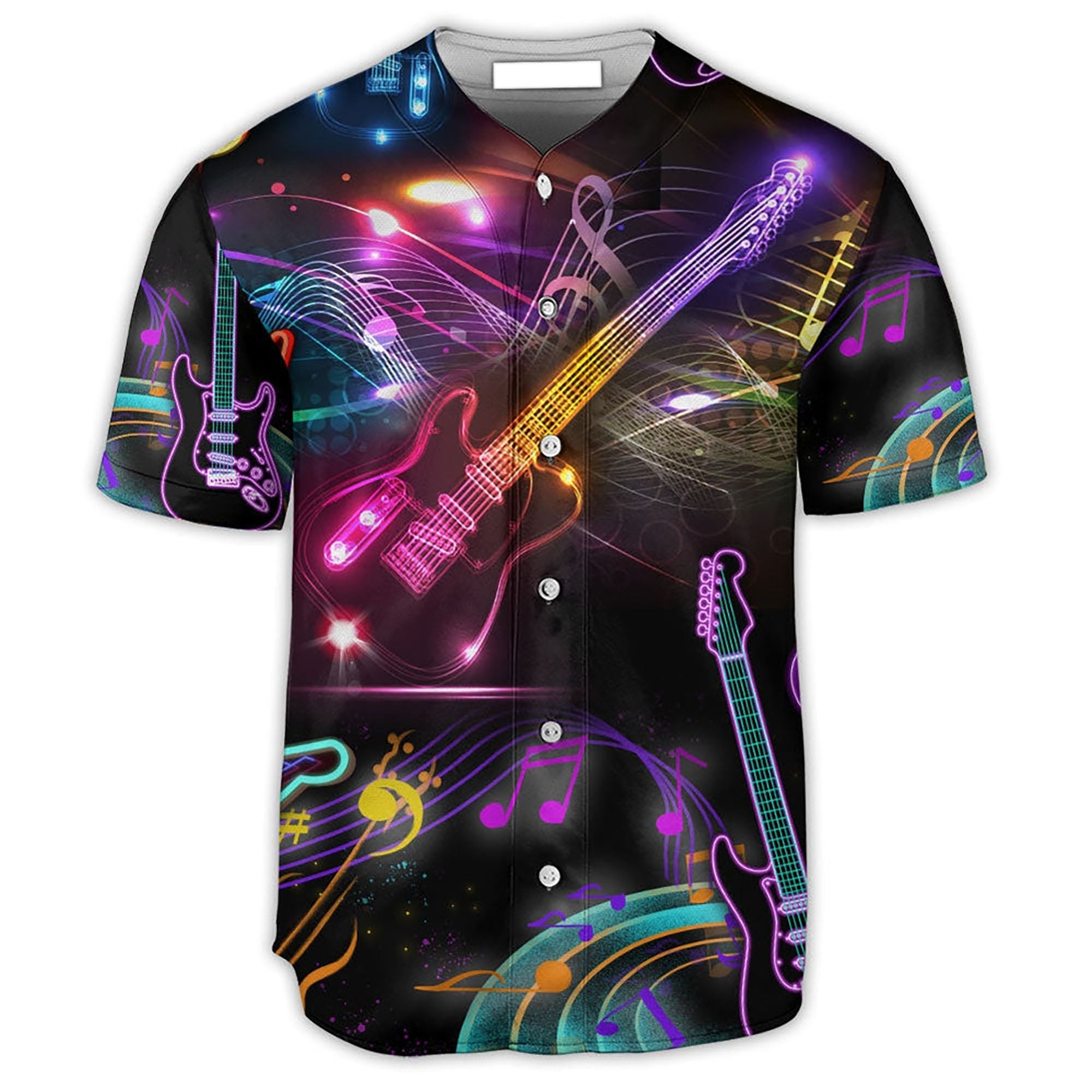 Guitar Neon Music Lover Baseball Jersey/ Gift for Guitar Lover/ Baseball Jersey shirt for Men Women