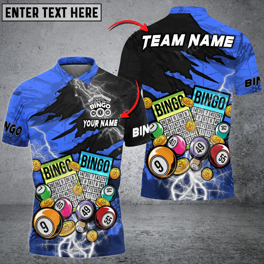 Bingo Lightning Grunge Multicolor Option Customized Name 3D Polo Shirt/ Perfect Gift for Bowling Lovers