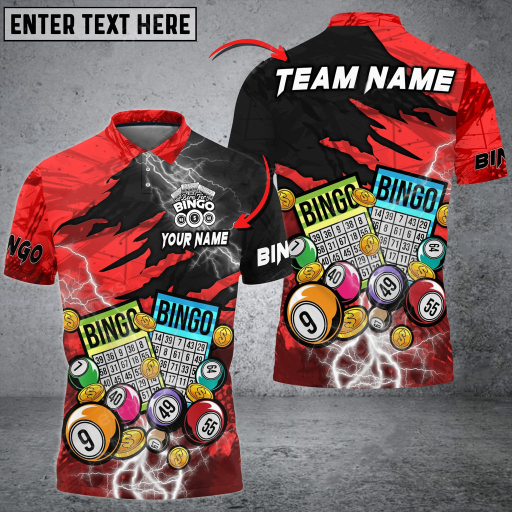 Bingo Lightning Grunge Multicolor Option Customized Name 3D Polo Shirt/ Perfect Gift for Bowling Lovers