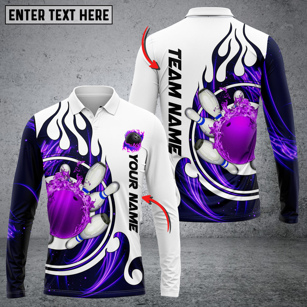Fire Blaster Bowling And Pins Multicolor Option Customized Name Long Sleeve 3D Shirt