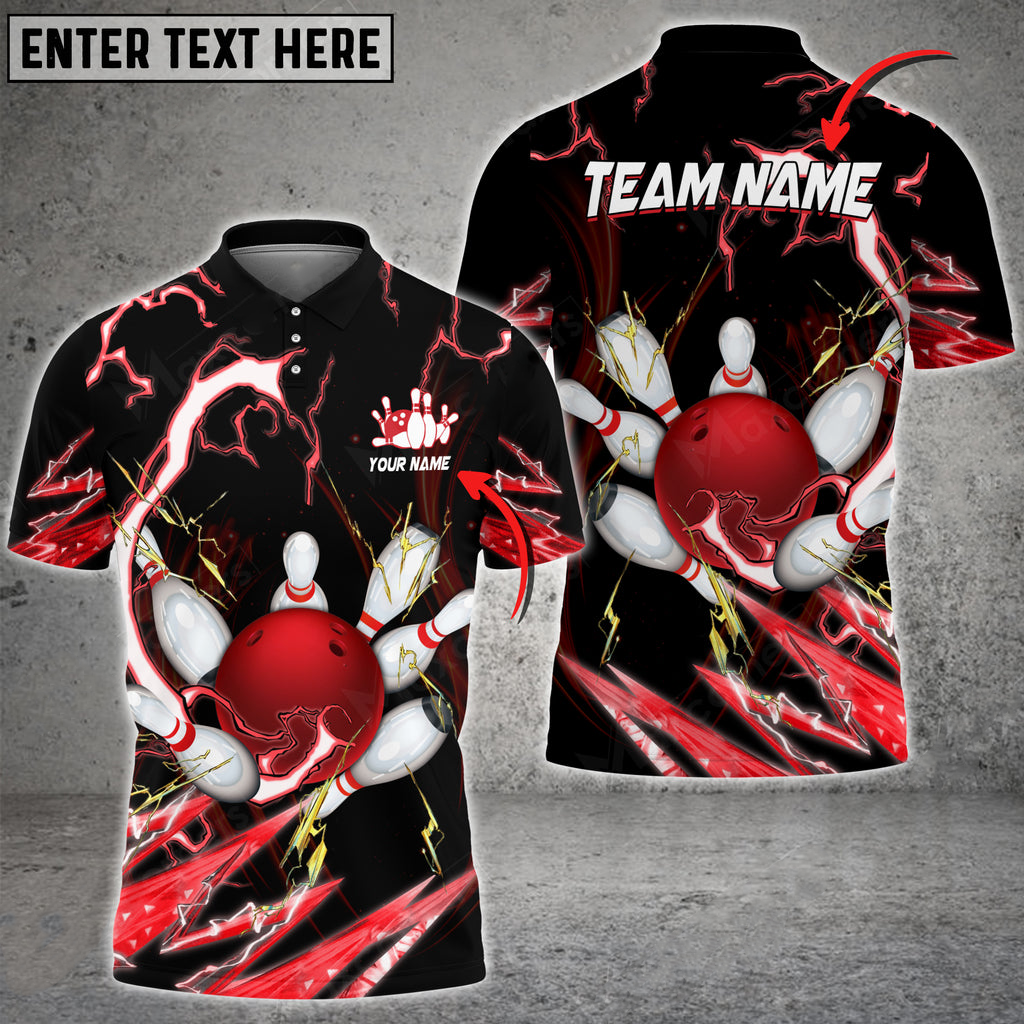 Bowling And Pins Breath Of Thunder Multicolor Option Customized Name 3D Polo Shirt/ Gift for Bowler