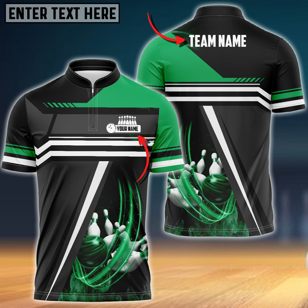 Bowling And Pins Spinning Multicolor Option Customized Name 3D Bowling Jersey Shirt